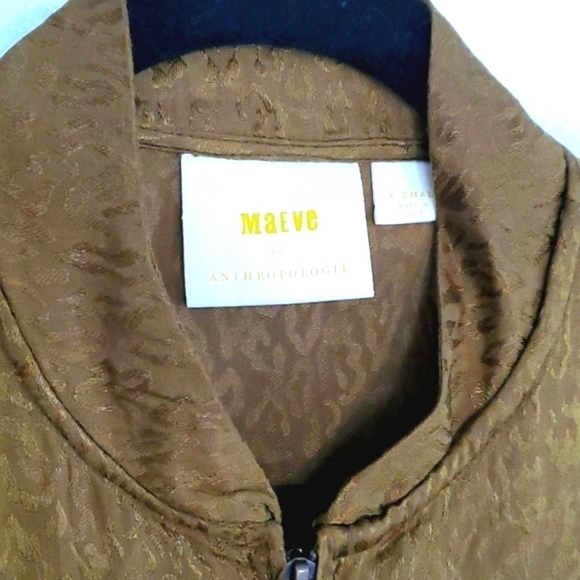 Anthropologie Maeve Leopard Print full zip olive green bomber jacket size XS - Picture 5 of 9